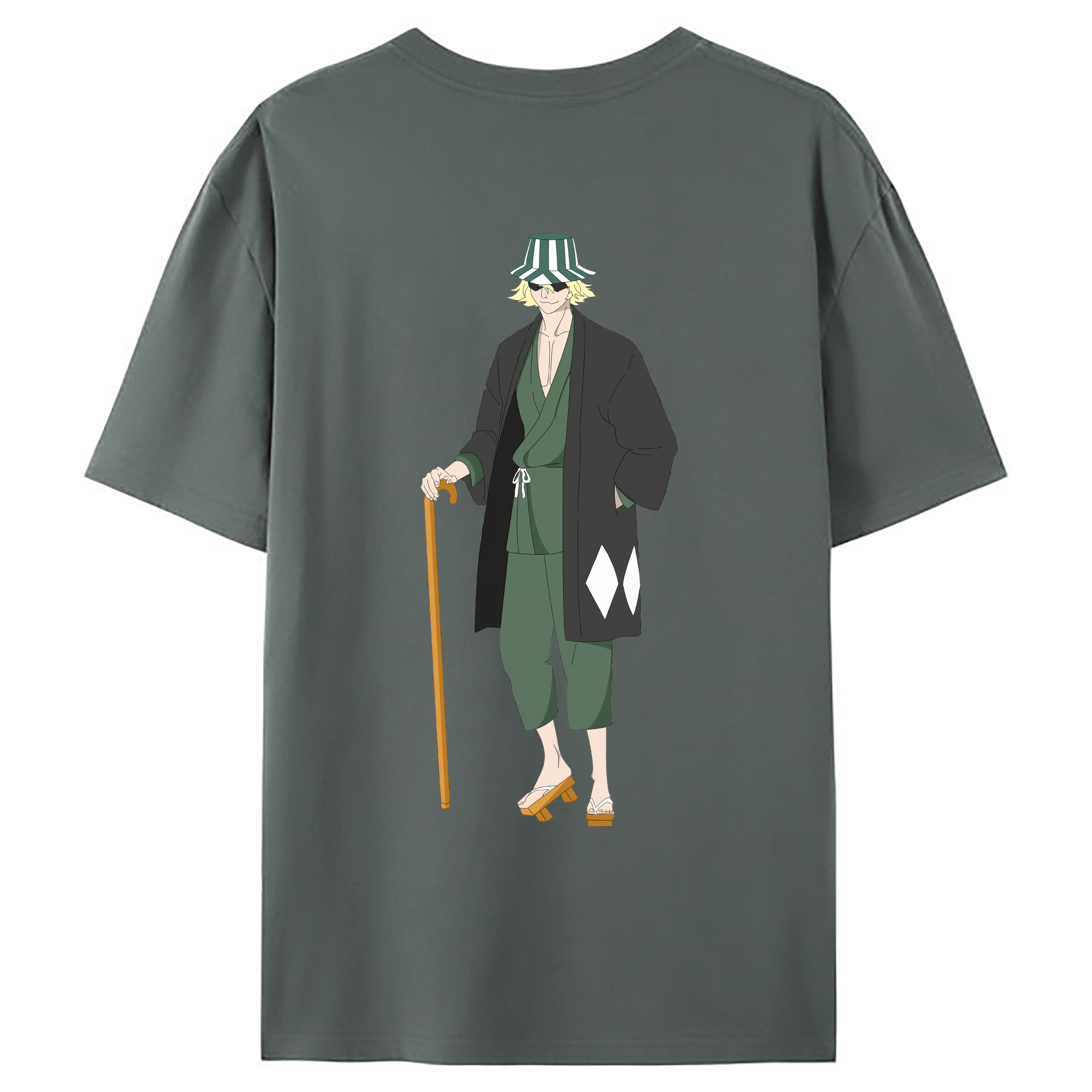 （画像用） "ブリーチ 浦原 喜助（うらはら きすけ） BLEACH Urahara Kisuke " 綿100％ メンズ半袖Tシャツ（バックプリント） 通気性